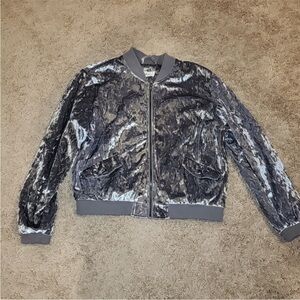Gray Velvet Bomber Jacket